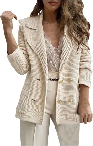 Winter Jackets for Women Long Sleeve Turndown Collar Blazer Casual Comfy Button up Corduroy Coats Outerwear