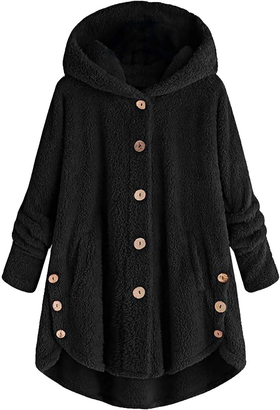 Winter Jackets for Women Warm Button Down Open Front Hooded Cardigan Jacket Sherpa Lined Fuzzy Fleece Casual Coats