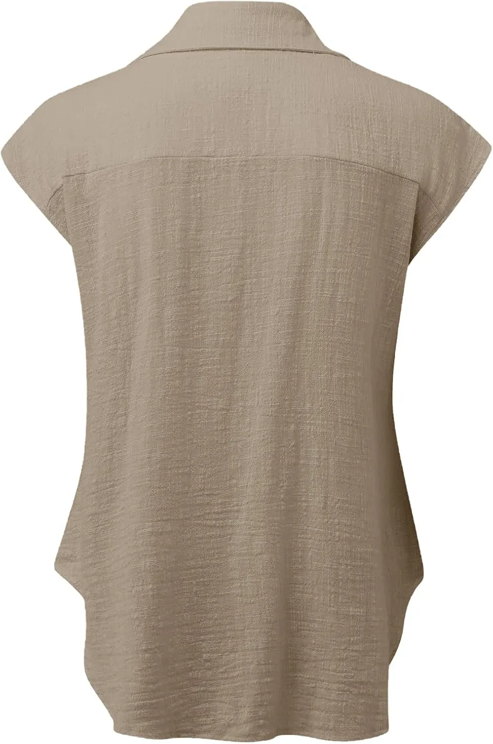 Wkishenl Womens Button Down Shirts Plus Size Cotton Linen Tops Loose Casual V Neck Blouse Summer Trendy T-Shirts with Pockets