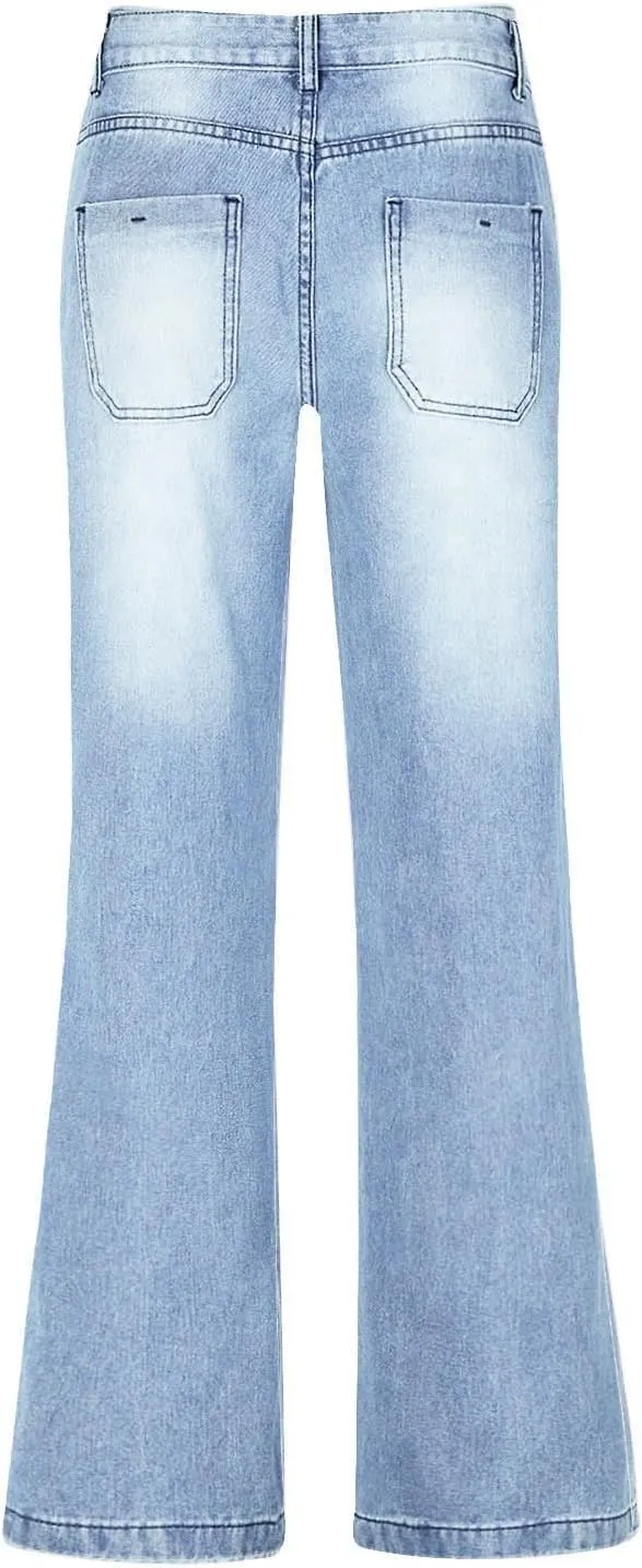 Women Boyfriend Jeans Pants Loose Fit High Waisted Straight Baggy Denim Wide Leg Jeans Y2K Streetwear with Pockets