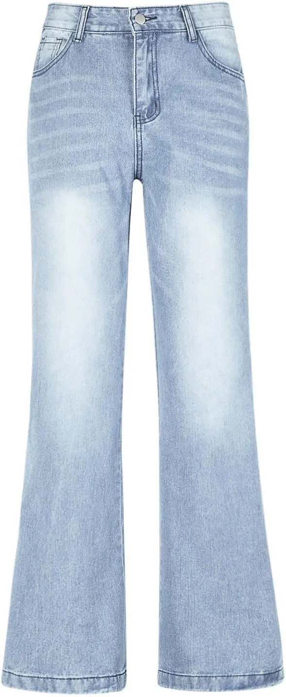 Women Boyfriend Jeans Pants Loose Fit High Waisted Straight Baggy Denim Wide Leg Jeans Y2K Streetwear with Pockets