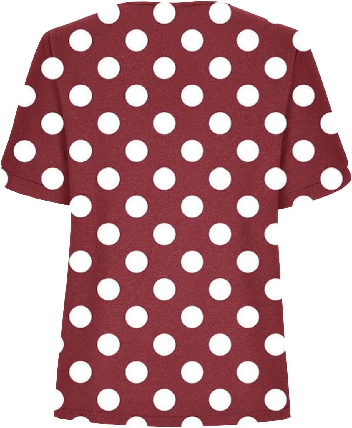 Women Polka Dot Tshirt Shirts Summer Fashion V-Neck Short Sleeve Tee Top Loose Trendy Button Decor Petite Tops Shirt