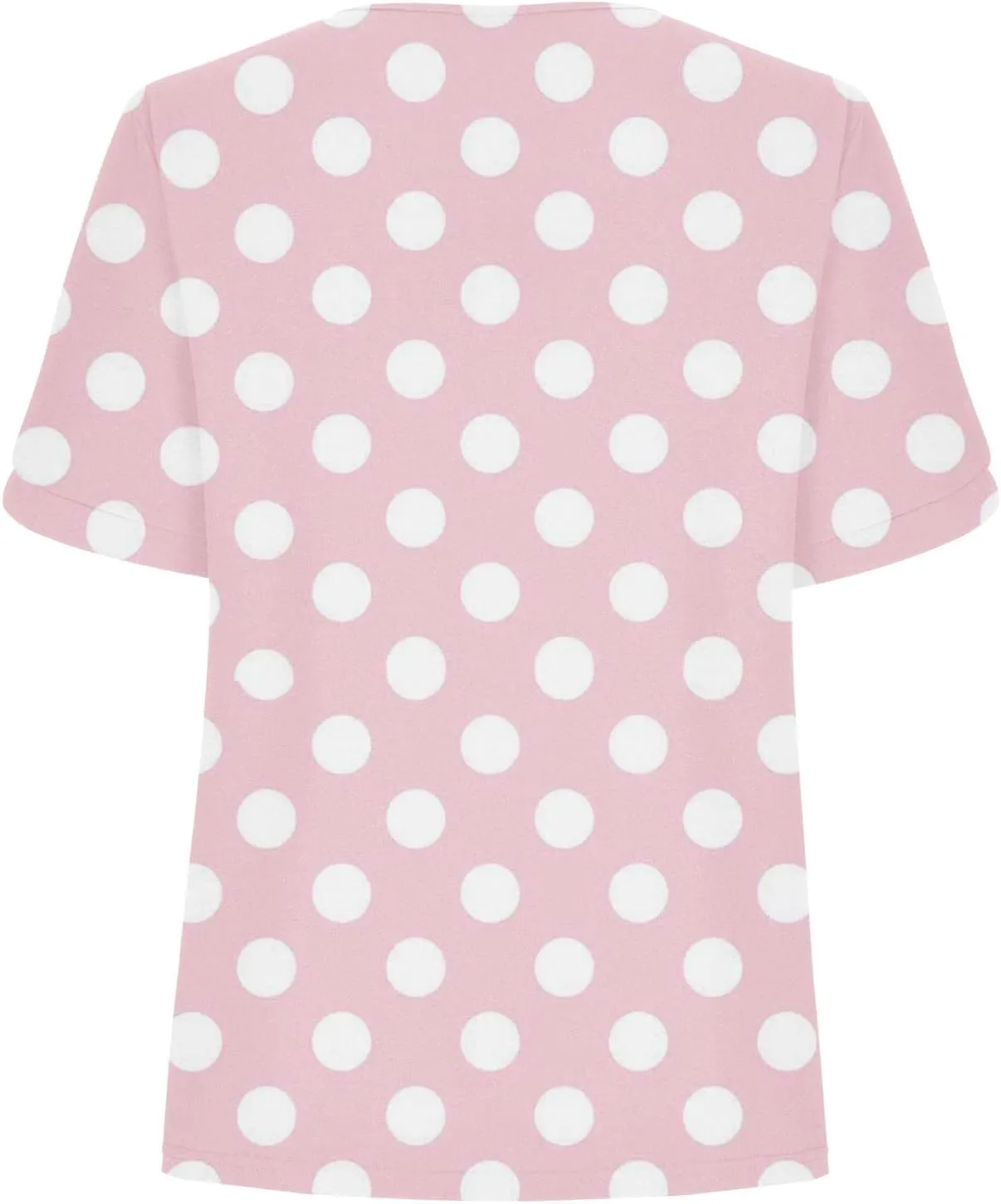 Women Polka Dot Tshirt Shirts Summer Fashion V-Neck Short Sleeve Tee Top Loose Trendy Button Decor Petite Tops Shirt