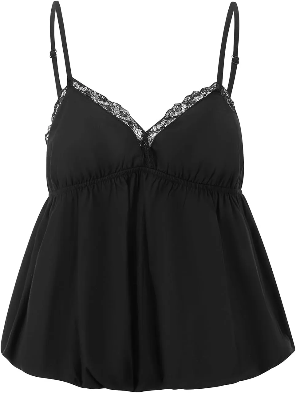 Women Vneck Camisole Y2k Spaghetti Strap Peplum Crop Tank Babydoll Flowy Cami Top Trendy Going Out Summer Shirt