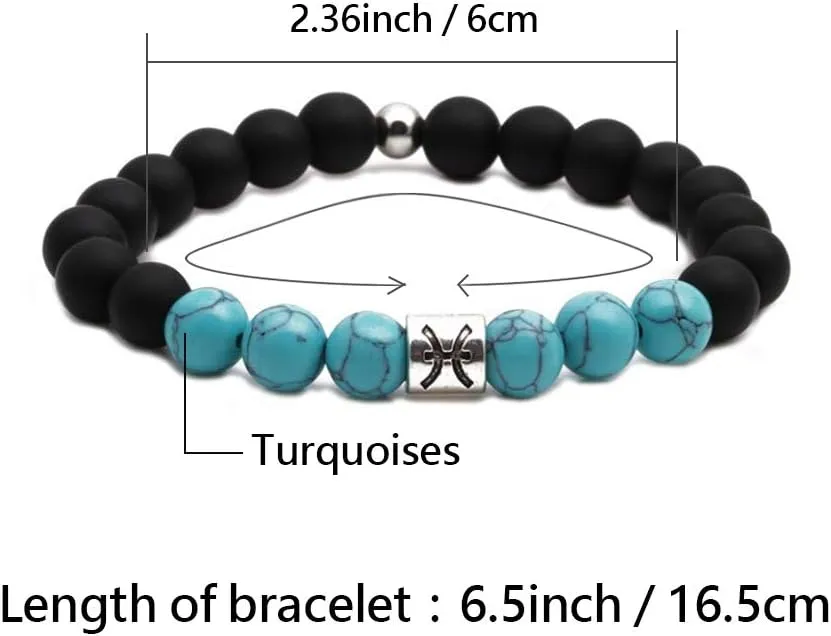Women Zodiac Bracelet for Men Turquoise Beaded Stretch Gift for Birthday Day Daughter Niece Friendship Constellation