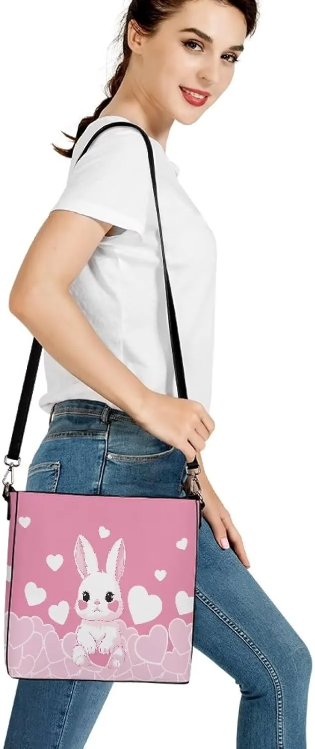 WomenLeather Bucket Bags Medium Universal Large Shoulder Tote Handbag with 2 Straps