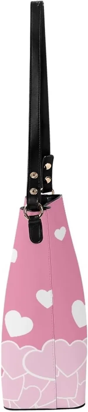 WomenLeather Bucket Bags Medium Universal Large Shoulder Tote Handbag with 2 Straps