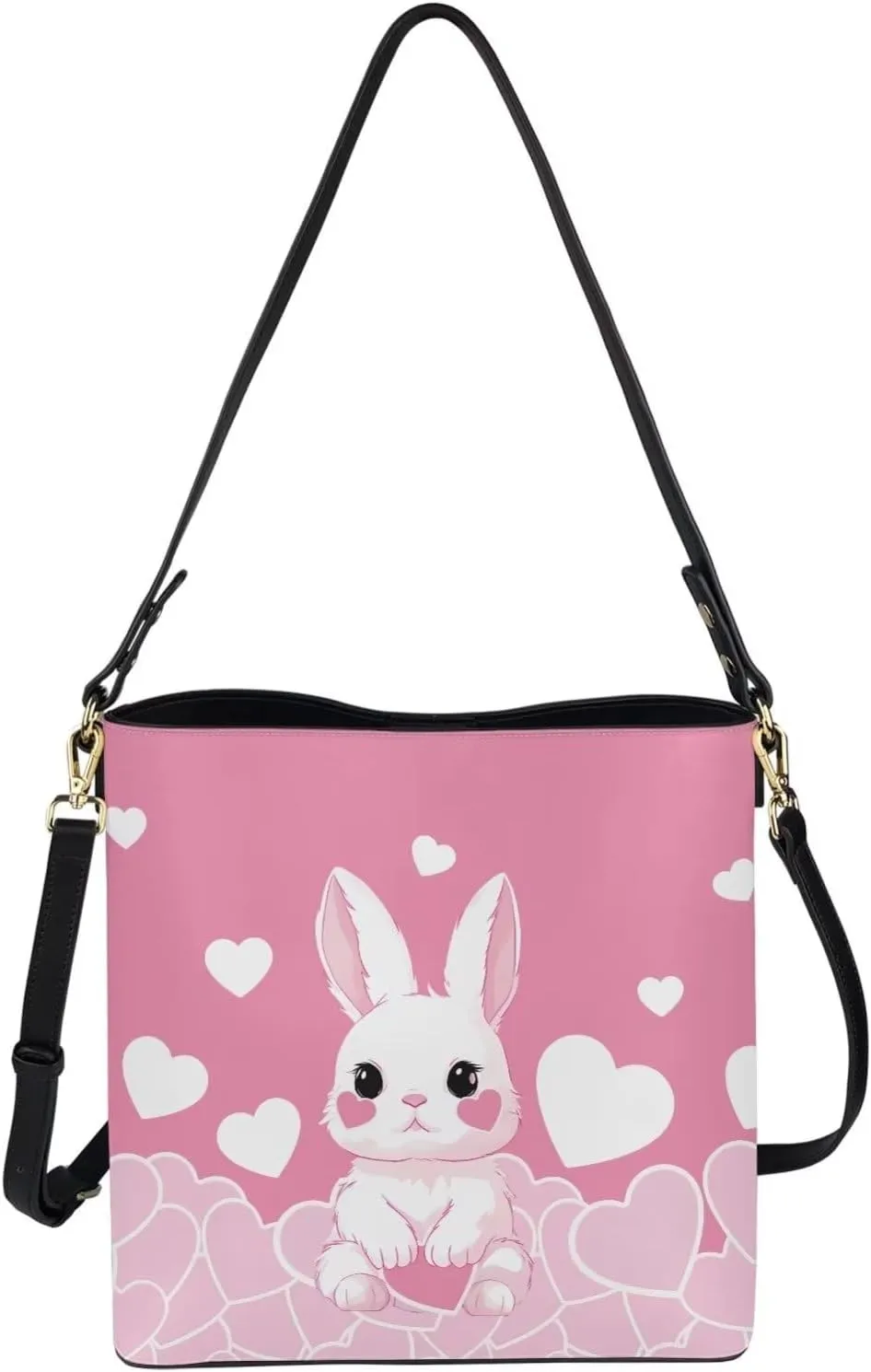 WomenLeather Bucket Bags Medium Universal Large Shoulder Tote Handbag with 2 Straps