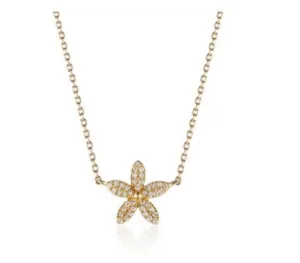 Women's 14K Yellow Gold Diamond Flower Pendant