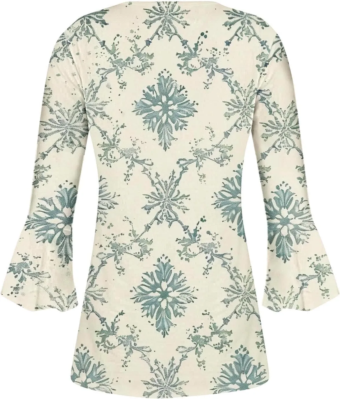 Womens 3/4 Sleeve Floral Top Vintage V Neck T Shirts Button Down Blouse Dressy Flowy Tops Trendy Loose Tops Blouse