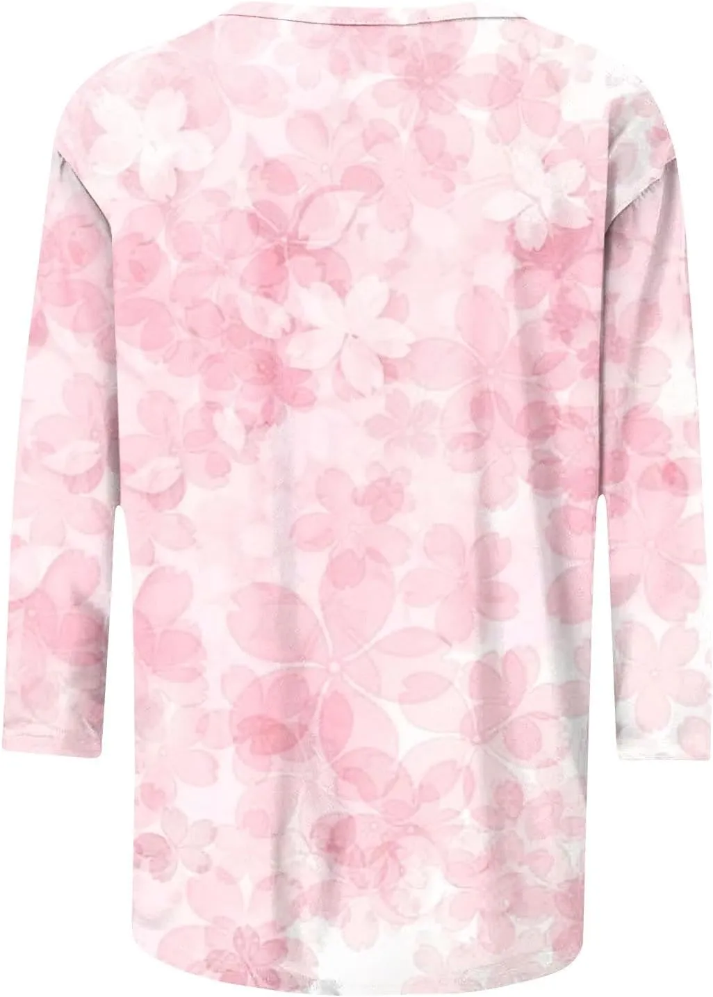 Womens 3/4 Sleeve Tops 2025 Spring Print Round Neck Shirts Loose Fit Three Quarter Sleeve Tshirts