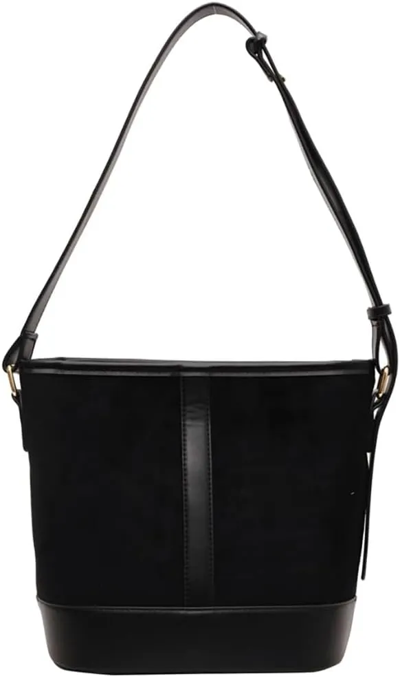 Women's Bucket Tote Bags Large Top Handle Satchel Handbags PU Leather Splicing Suede Shoulder Crossbody Purses
