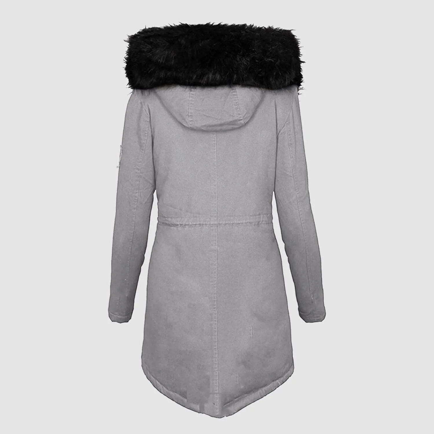 Womens Casual Faux Fur Lapel Zip Quilted Parka Jacket Puffer Coat Fall Winter Coat Thicken Military Parka Jacket