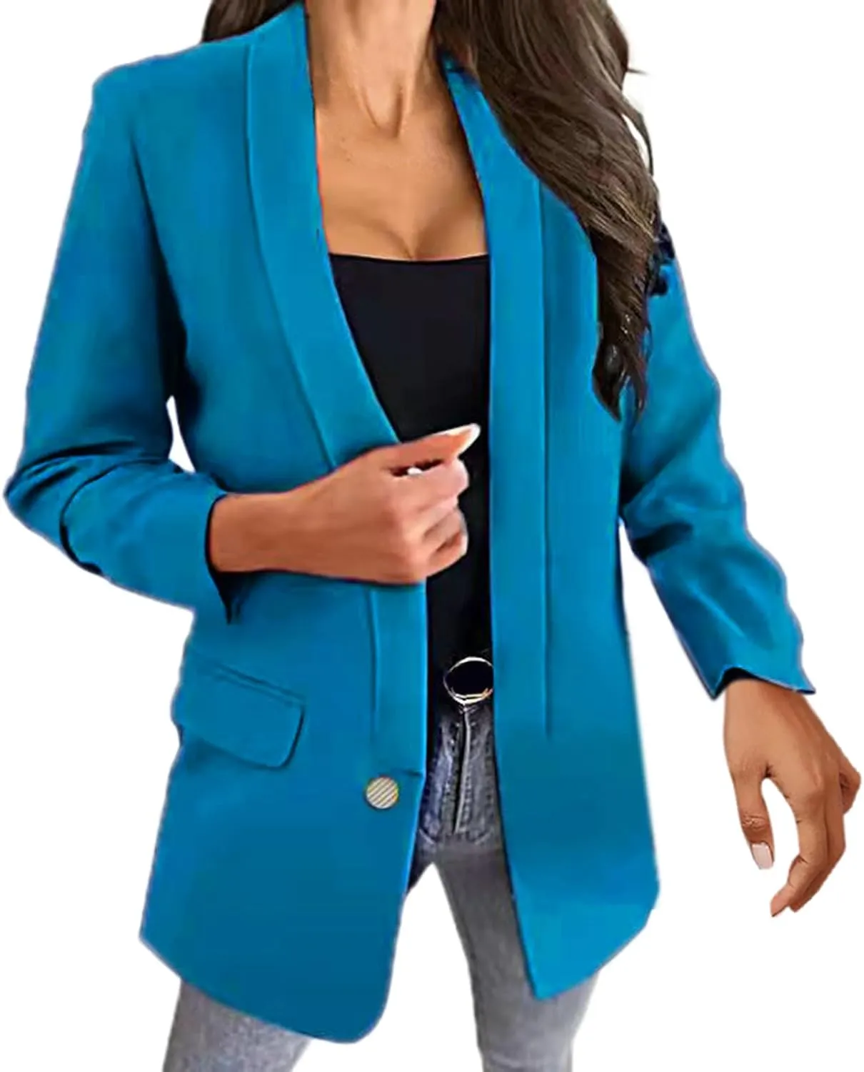 Womens Casual Light Weight Thin Jacket Slim Coat Long Sleeve Blazer Office Trench Coat Cardigan for Women