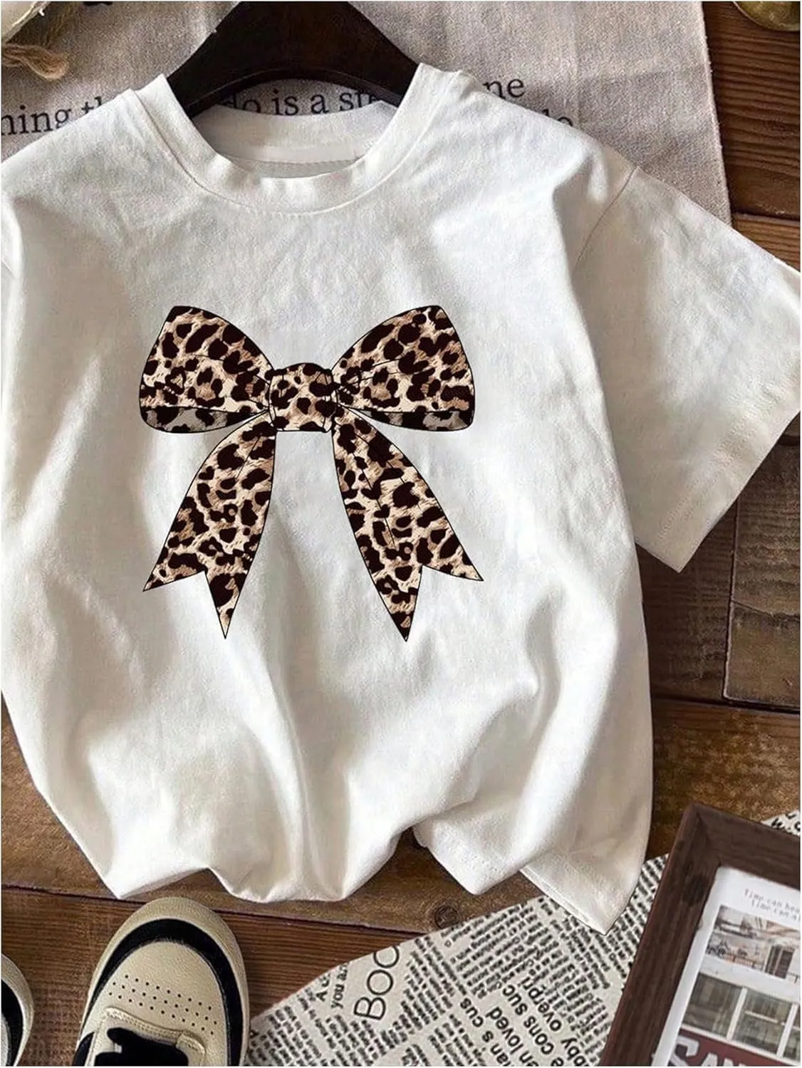 Women's Cherry Bow Graphic Tees Short Sleeve Crew Neck Summer T Shirt Tops for Women Trendy