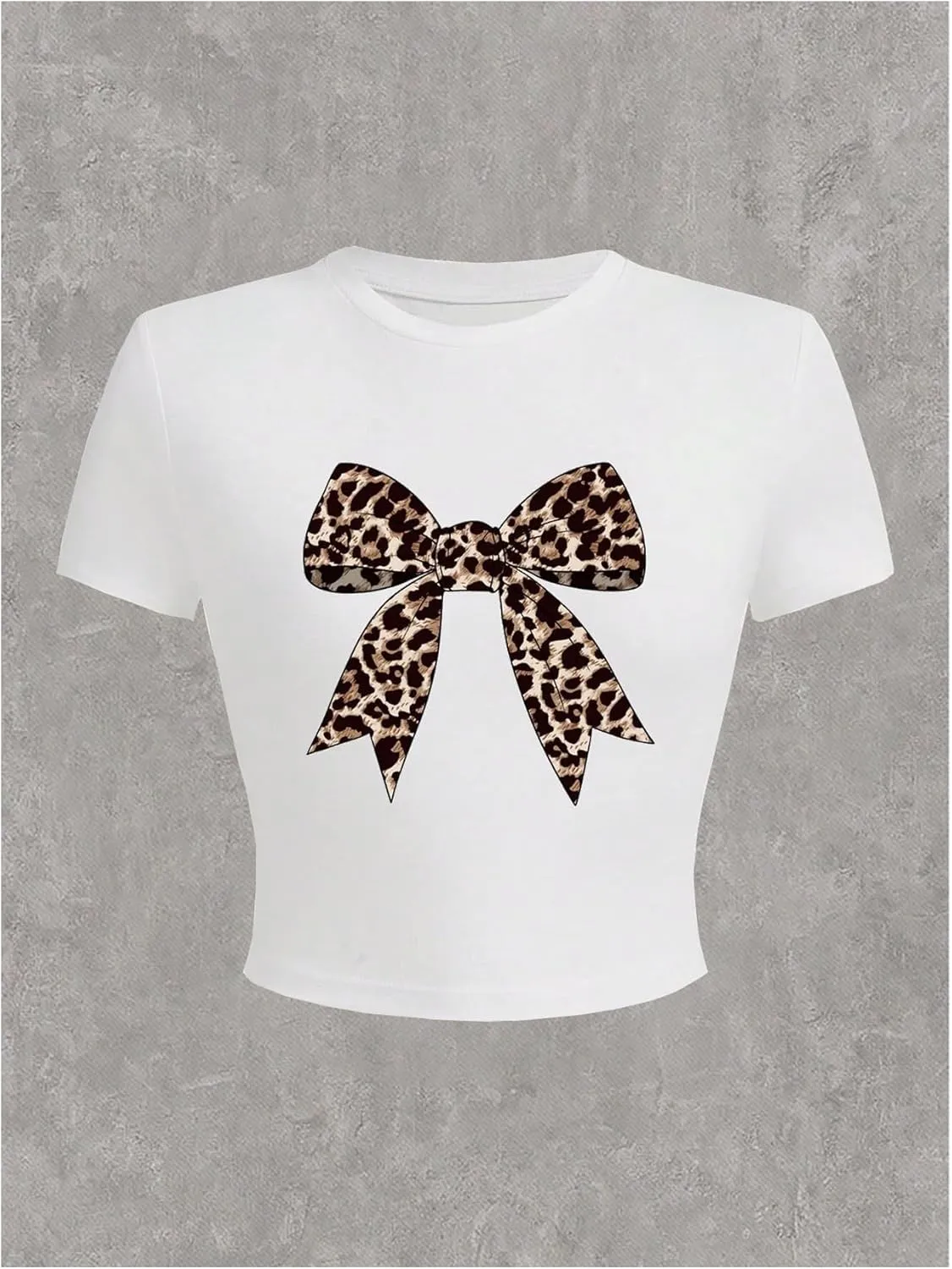 Women's Cherry Bow Graphic Tees Short Sleeve Crew Neck Summer T Shirt Tops for Women Trendy