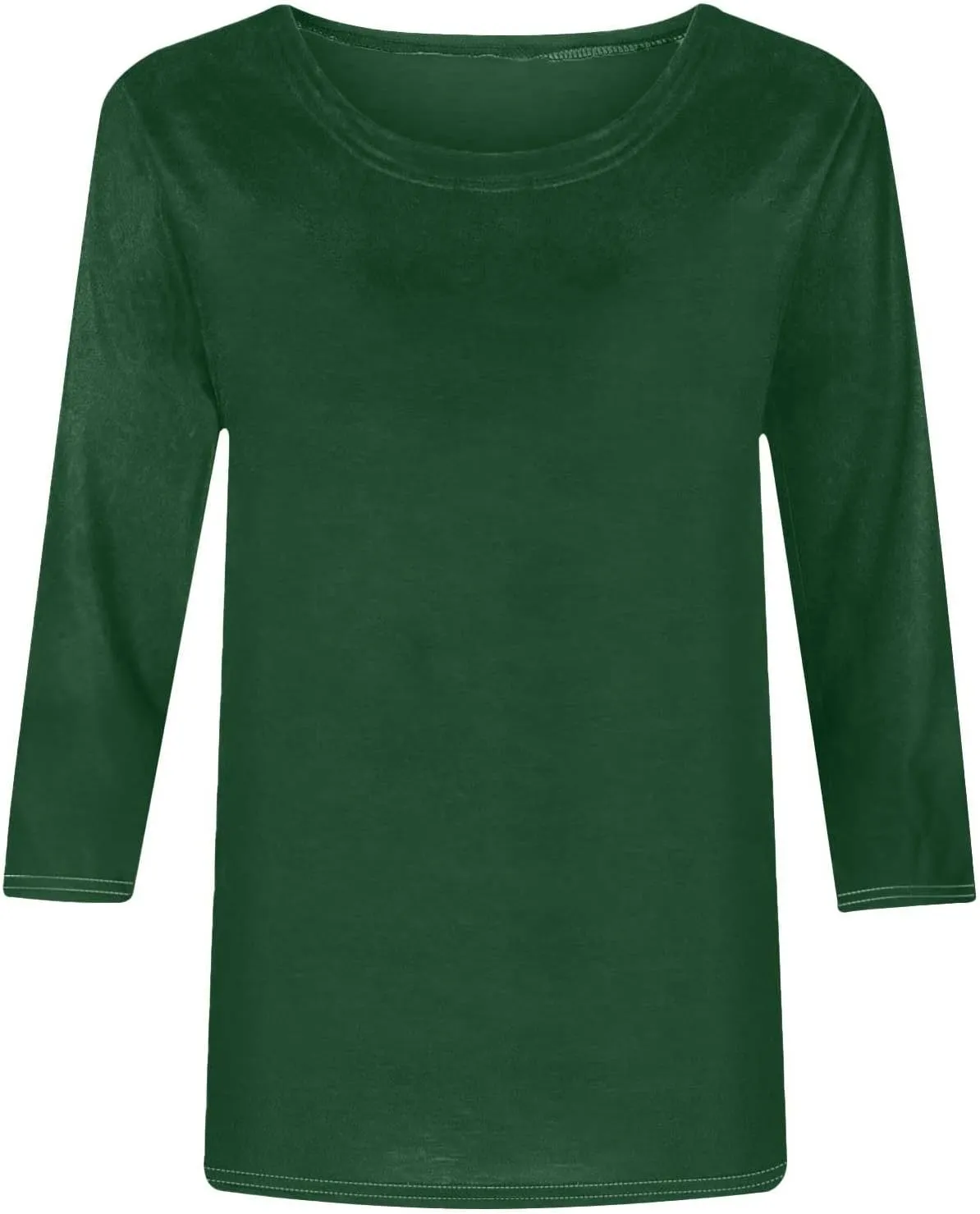 Womens Crew Neck 3/4 Sleeve T Shirts Loose Tunic Tops Casual Solid Basic Tees Three Quarter Length Sleeves Blouses