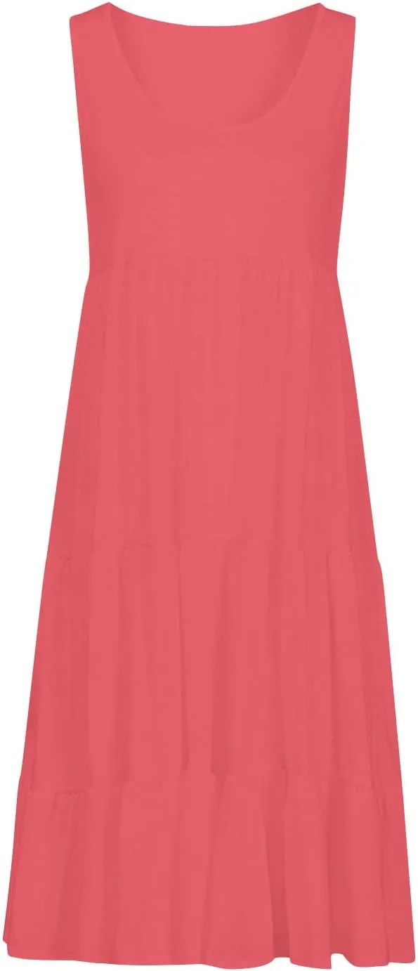 Women's Dresses Plus Size Sleeveless Crew Neck Peplum Mini Sundresses 2025 Summer Beach Coverup Dress for Teen Girls