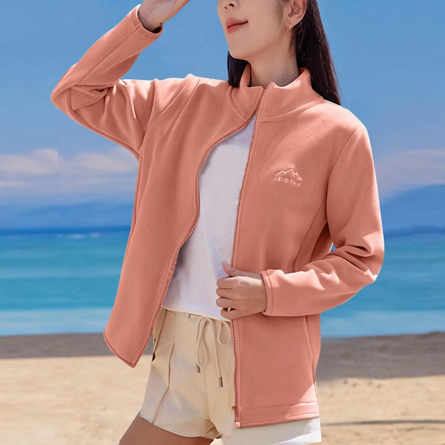 Womens Fall Jacket 2024 Oversized Casual Cardigan Tops Zip up Long Sleeve Thermal Winter Coats Outerdoor