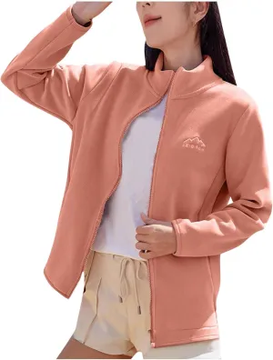 Womens Fall Jacket 2024 Oversized Casual Cardigan Tops Zip up Long Sleeve Thermal Winter Coats Outerdoor