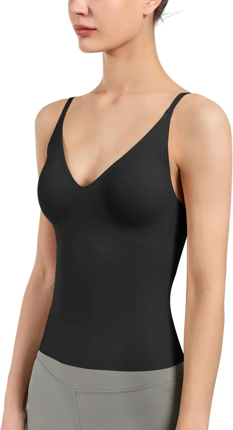 Women's Fit Camisole with Built in Bra - Spaghetti Straps Camis Tank