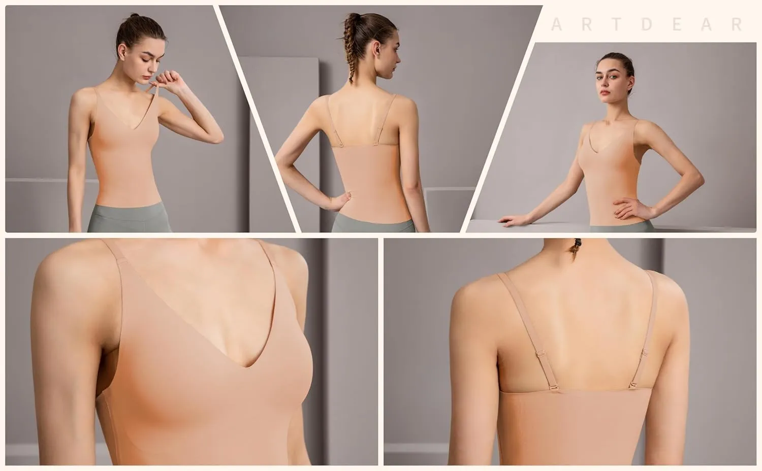 Women's Fit Camisole with Built in Bra - Spaghetti Straps Camis Tank