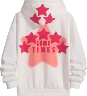 Womens Graphic Hoodies Star Print Pullover Sweaters Y2K Cute Sweatshirt Casual Tops