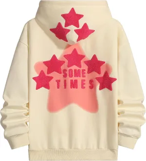 Womens Graphic Hoodies Star Print Pullover Sweaters Y2K Cute Sweatshirt Casual Tops