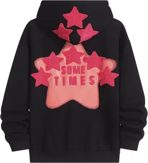 Womens Graphic Hoodies Star Print Pullover Sweaters Y2K Cute Sweatshirt Casual Tops
