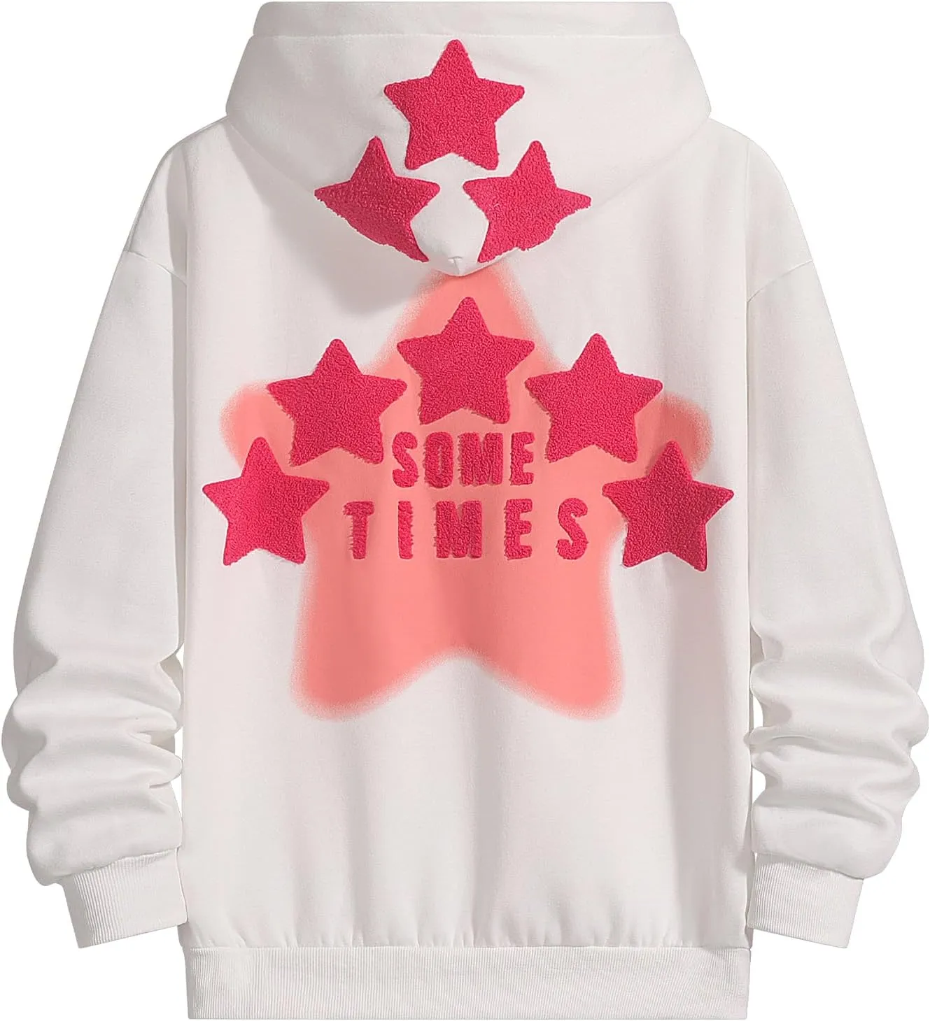 Womens Graphic Hoodies Star Print Pullover Sweaters Y2K Cute Sweatshirt Casual Tops