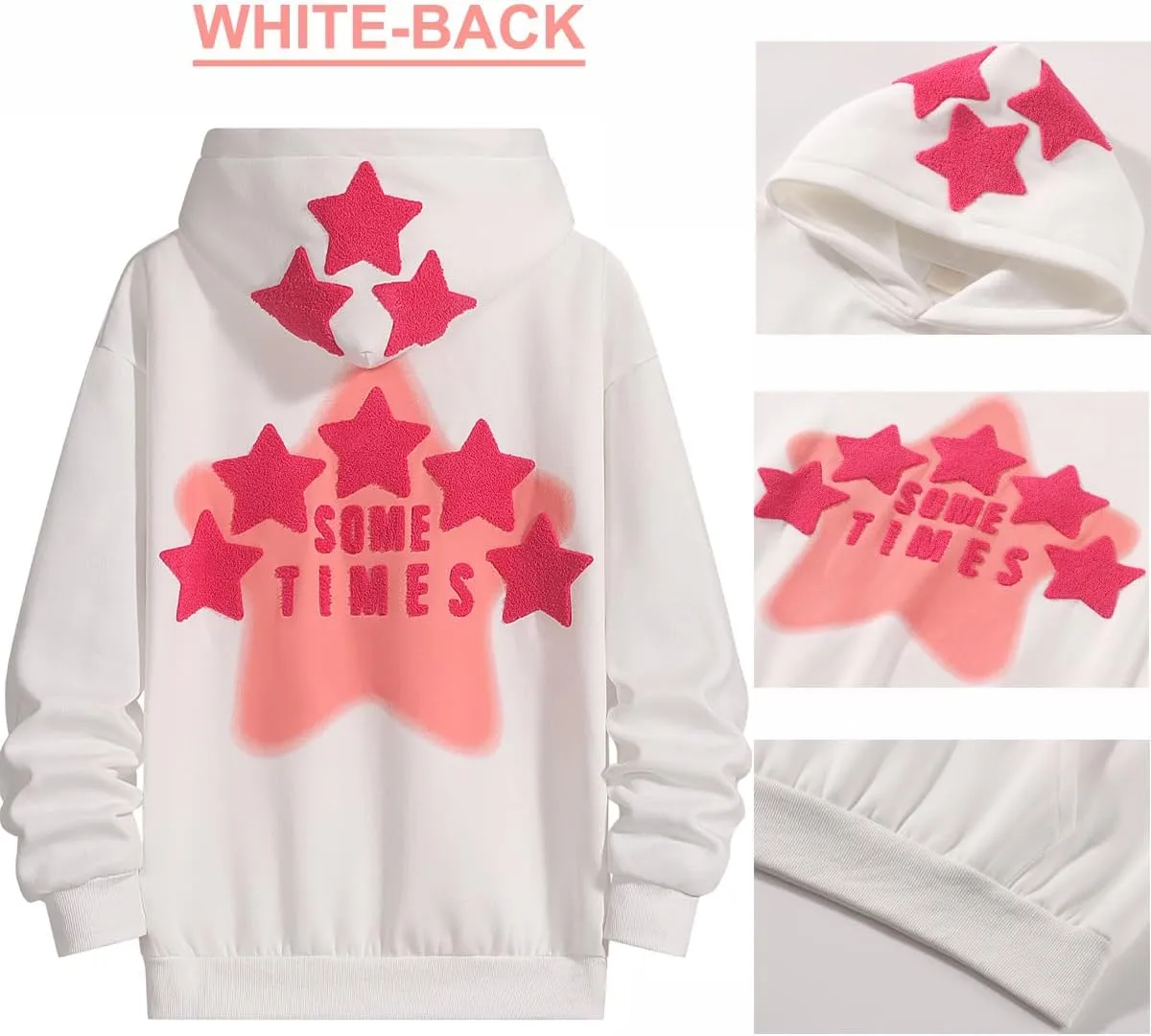 Womens Graphic Hoodies Star Print Pullover Sweaters Y2K Cute Sweatshirt Casual Tops