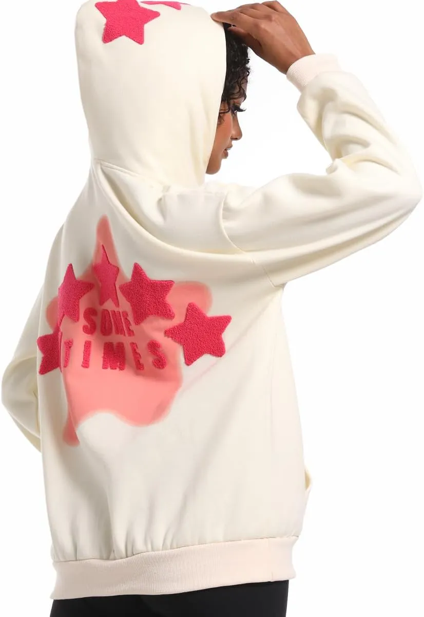 Womens Graphic Hoodies Star Print Pullover Sweaters Y2K Cute Sweatshirt Casual Tops