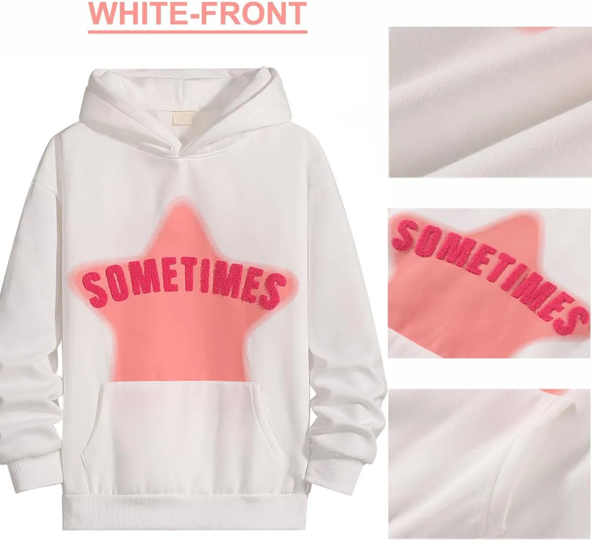 Womens Graphic Hoodies Star Print Pullover Sweaters Y2K Cute Sweatshirt Casual Tops