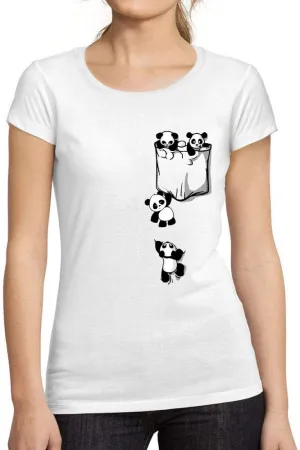 Women's Graphic T-Shirt Organic Cute Pandas in Your Pocket Eco-Friendly Ladies Limited Edition Short Sleeve