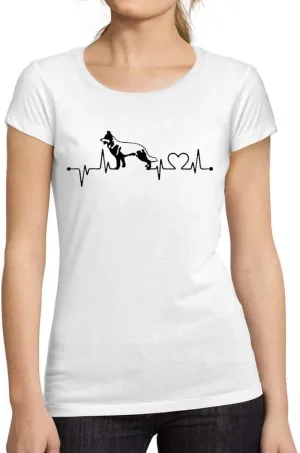 Women's Graphic T-Shirt Organic German Shepherd Heartbeat Pulse Eco-Friendly Ladies Limited Edition Short Sleeve