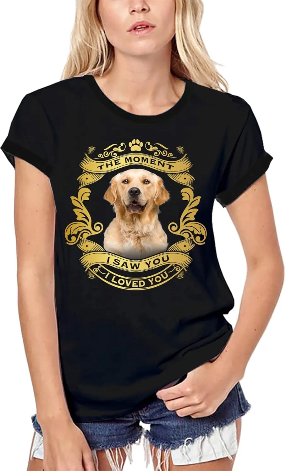 Women's Graphic T-Shirt Organic Golden Retriever Dog - Moment I Saw You I Loved You Puppy Eco-Friendly Ladies