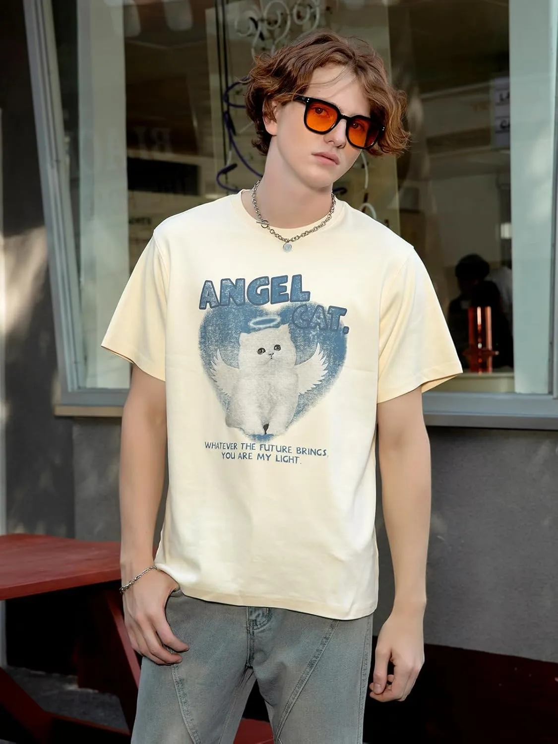 Women's Graphic Tees Shirt Unisex Hipster Printed Cotton Oversized T-Shirt Streetwear Aesthetic Casual Tee Top