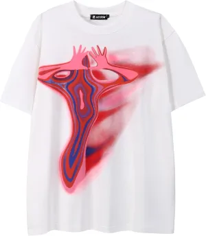 Women's Graphic Tees Shirt Unisex Hipster Printed Cotton Oversized T-Shirt Streetwear Aesthetic Casual Tee Top