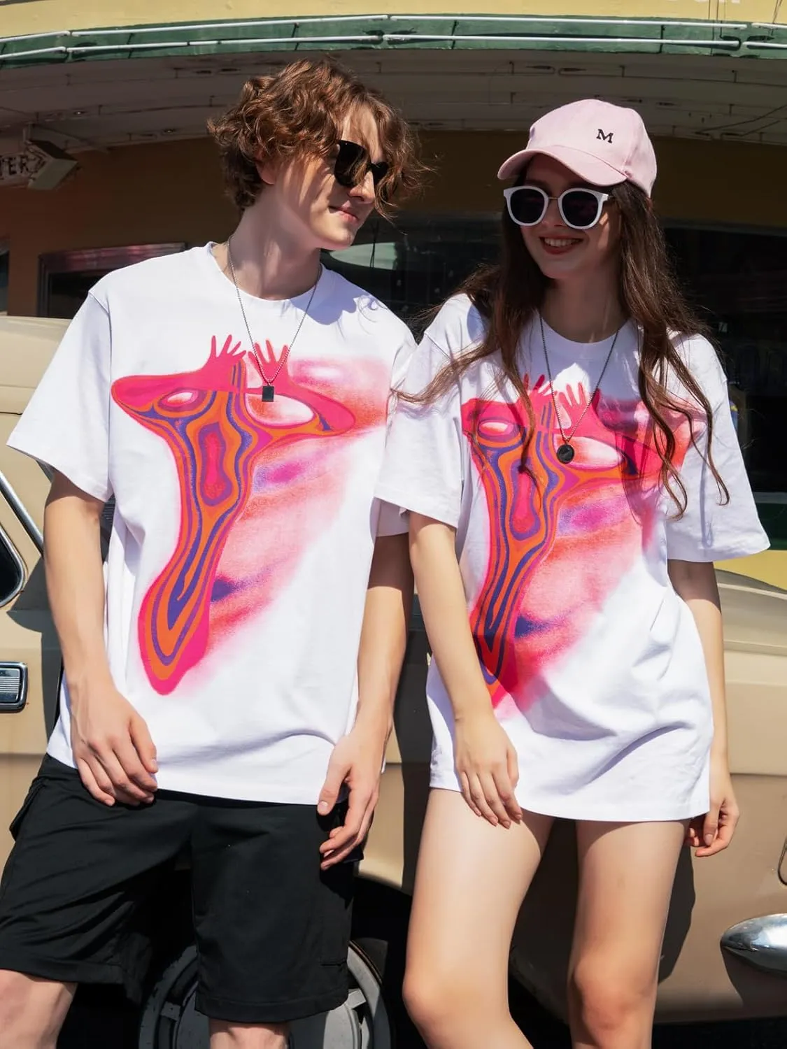 Women's Graphic Tees Shirt Unisex Hipster Printed Cotton Oversized T-Shirt Streetwear Aesthetic Casual Tee Top