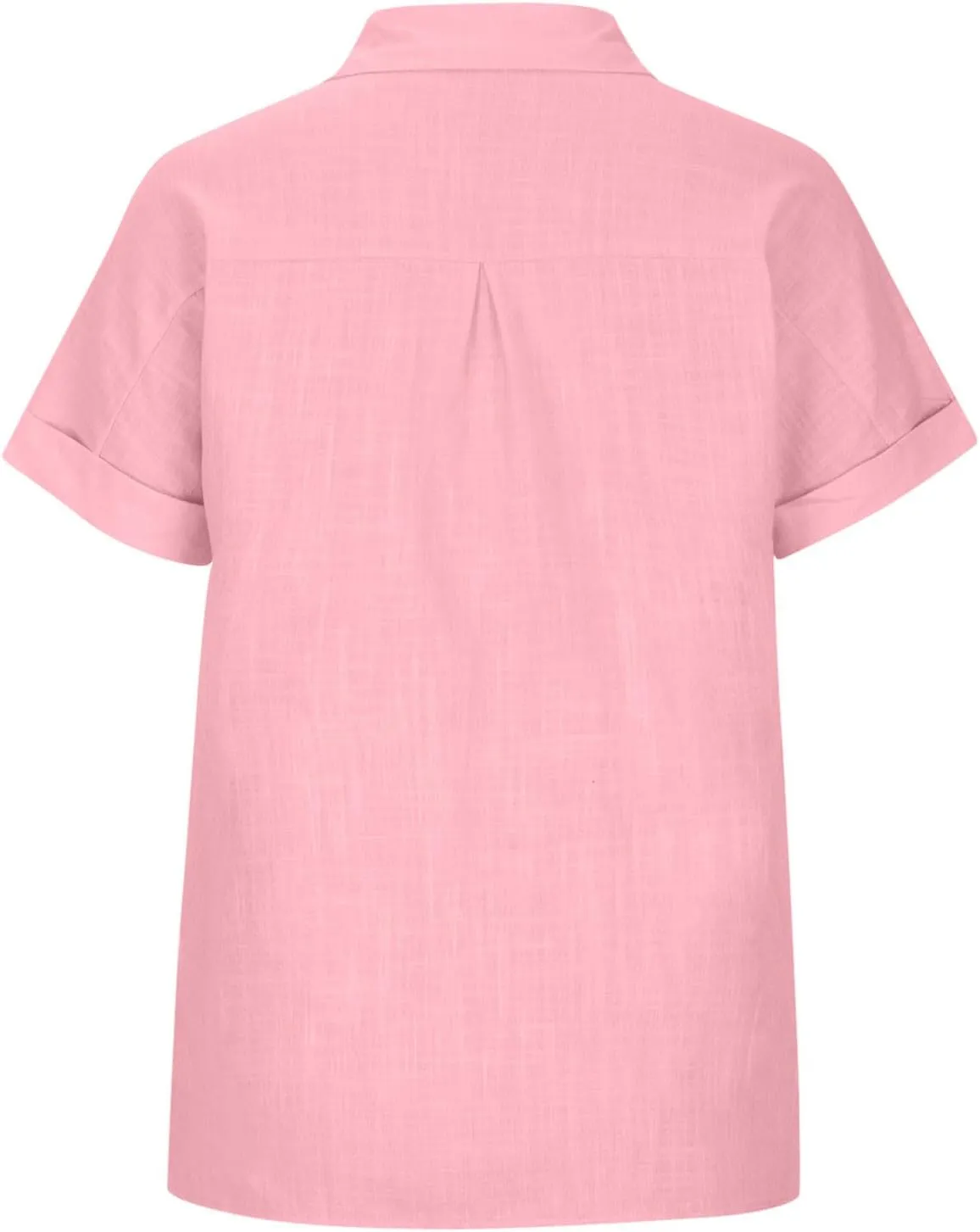 Womens Linen T Shirts with Chest Pockets Single-Breasted Shirts Beach Cargo Style Short/Long Sleeve Blouses Fashion Tops