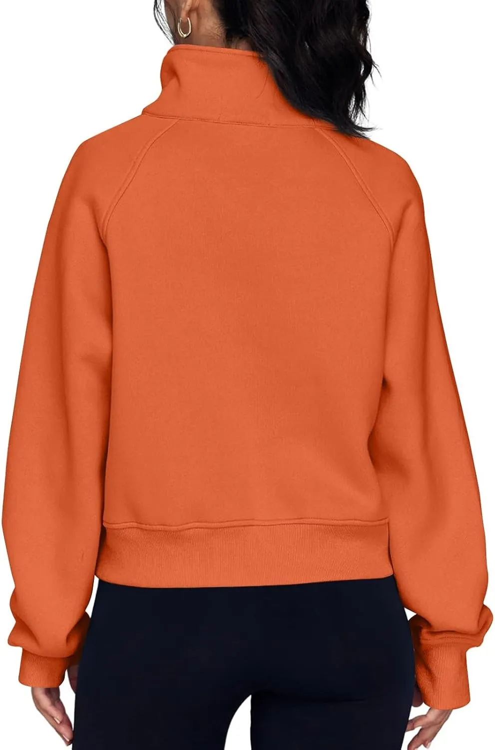 Womens Oversized Half Zip Cropped Sweatshirt 2024 Fall Fashion 1/4 Zip Pullover Preppy Thumb Hole Tops With Pocket