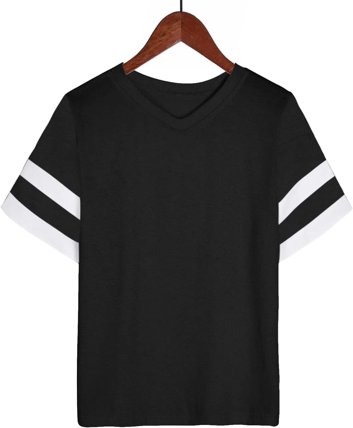 Women's Oversized T Shirts Short Sleeve Crewneck Summer Tops Casual Loose Tee Shirts with Stripe is on The Arms