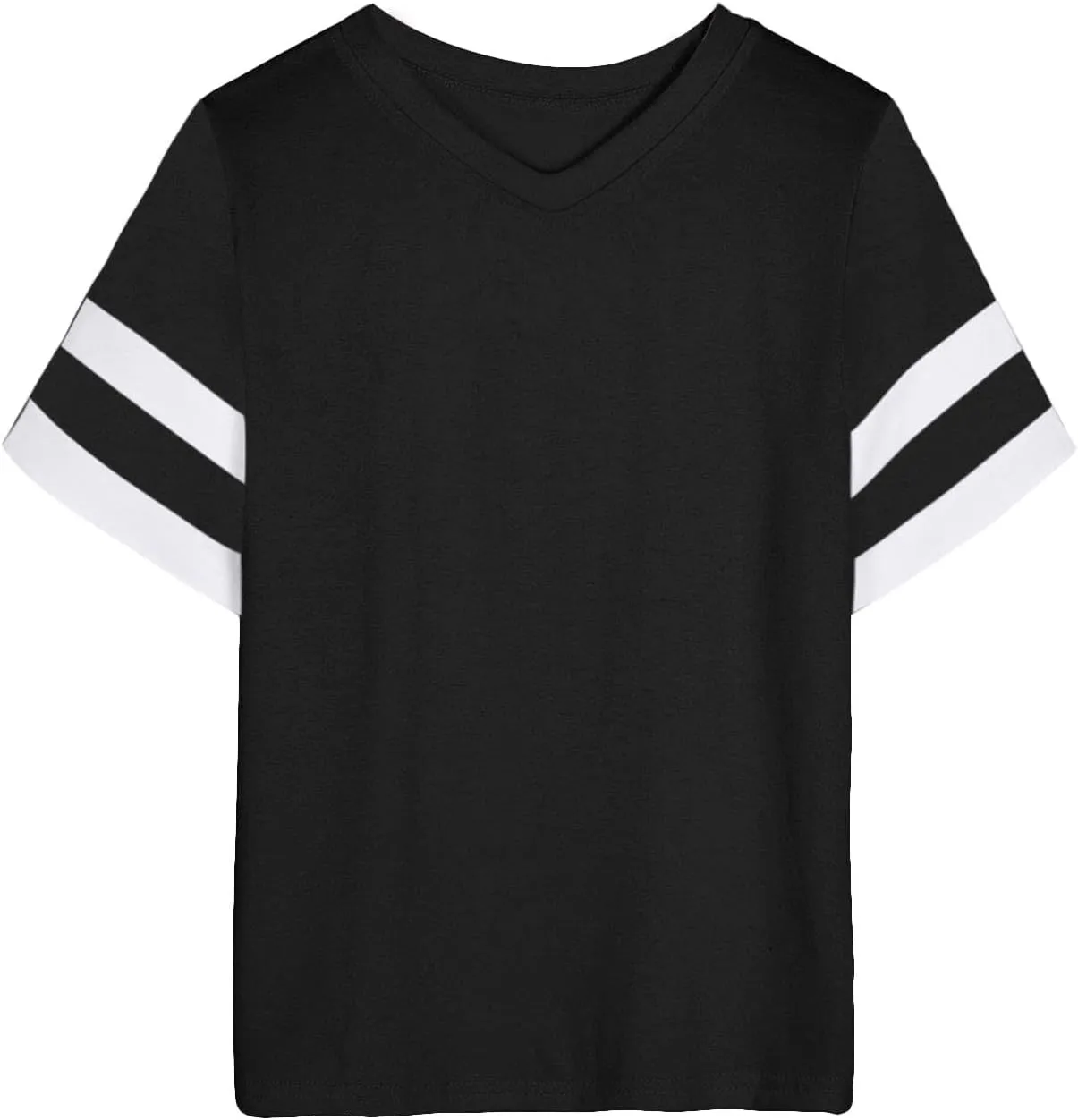 Women's Oversized T Shirts Short Sleeve Crewneck Summer Tops Casual Loose Tee Shirts with Stripe is on The Arms