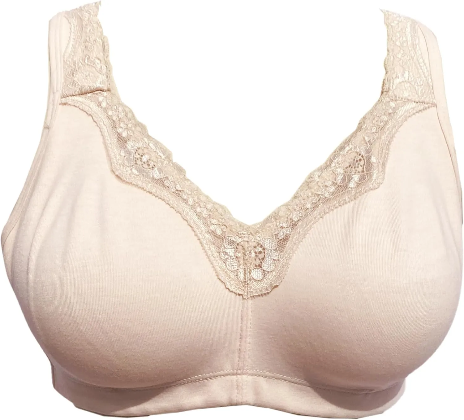 Women's Plus Size Soft Cotton Lace Mastectomy Bra Full Coverage Wirefree Non-Padded Pocket Bra