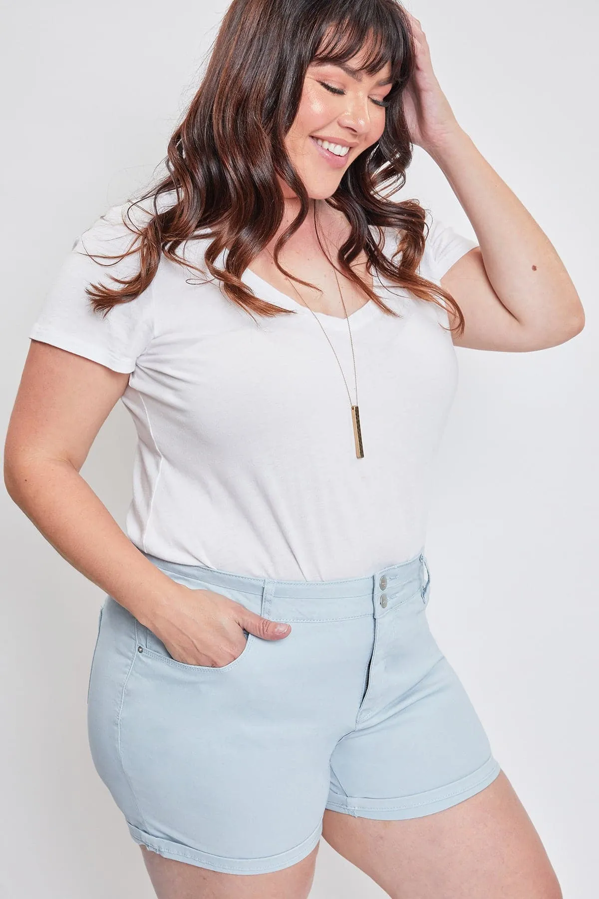 Women's Plus Stacked Waistband Twill Shorts