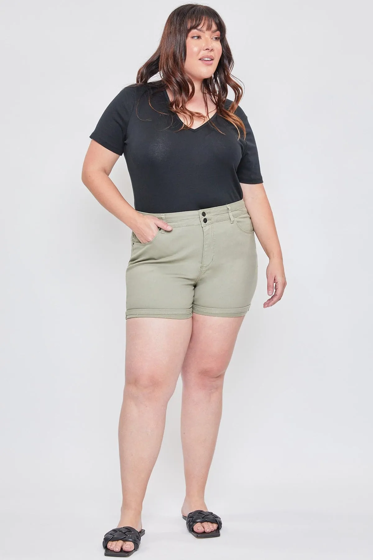Women's Plus Stacked Waistband Twill Shorts