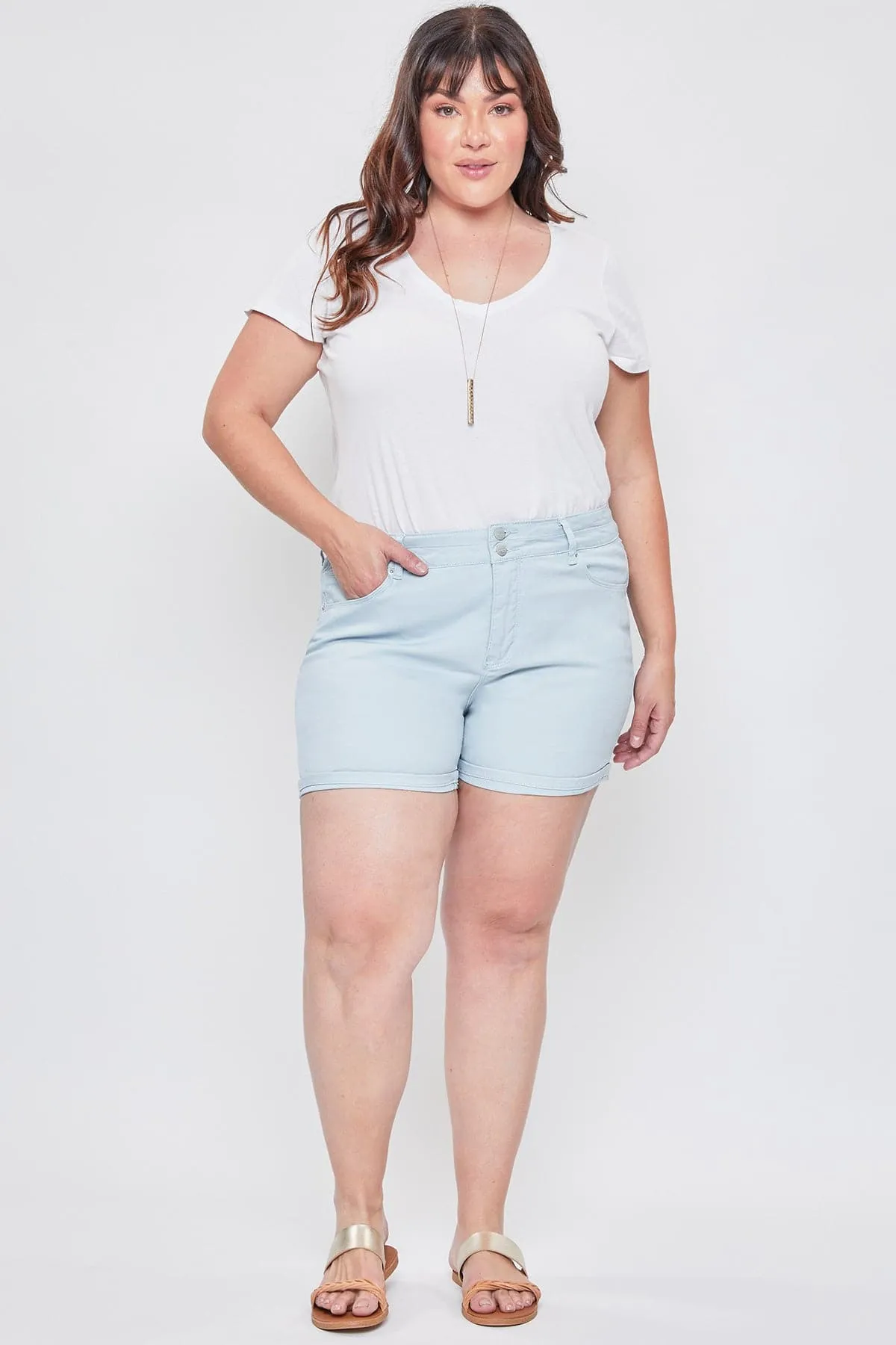 Women's Plus Stacked Waistband Twill Shorts