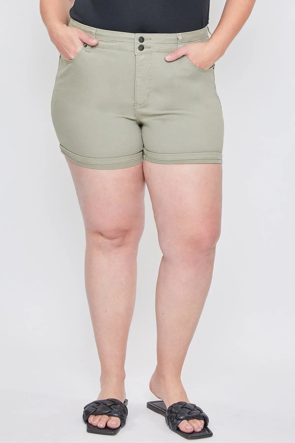 Women's Plus Stacked Waistband Twill Shorts
