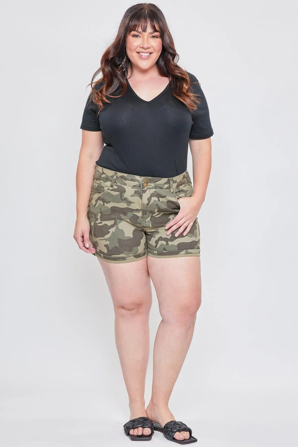Women's Plus Stacked Waistband Twill Shorts