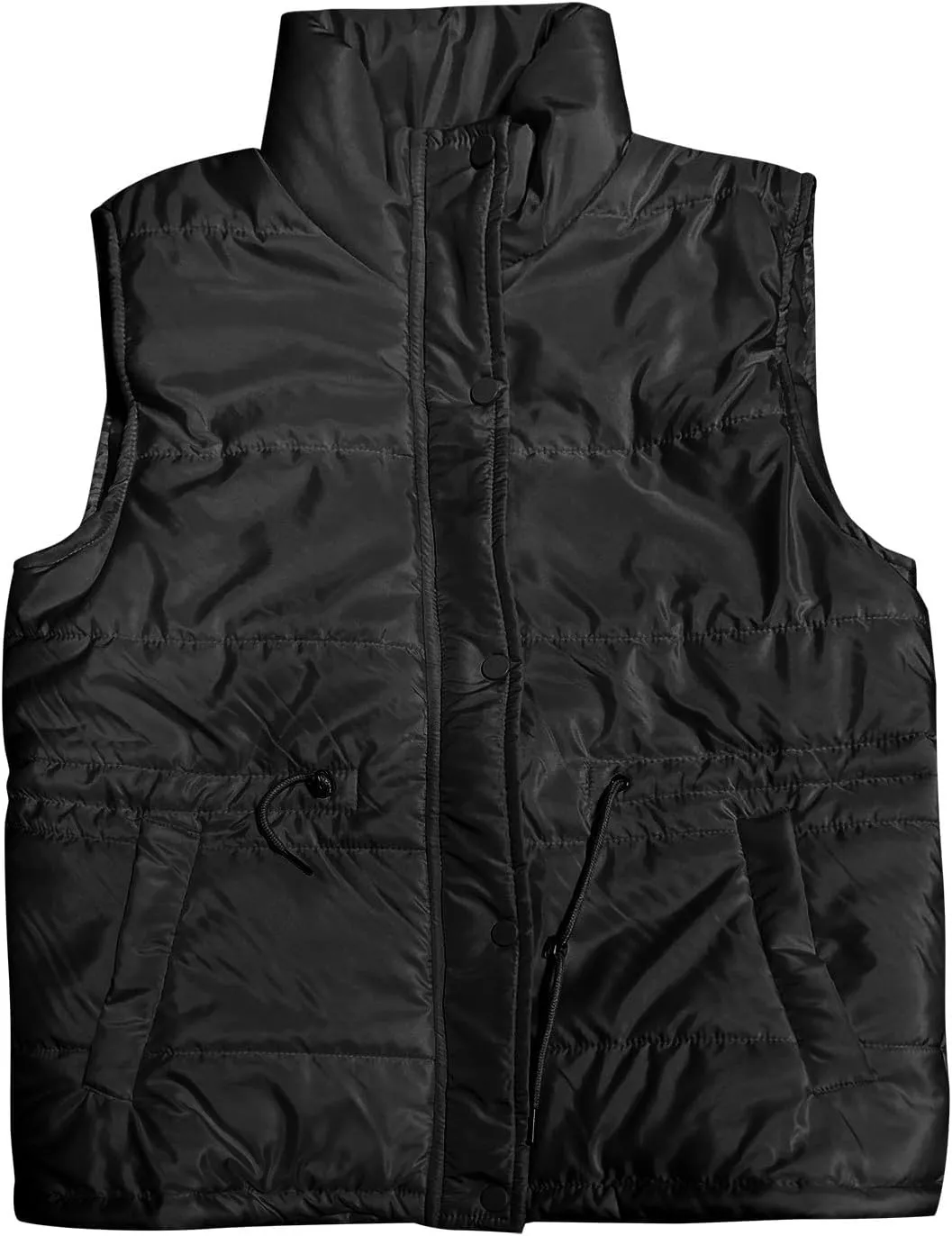 Women's Quilted Puffer Vest Casual Sleeveless Stand Collar Button Fall Trendy Warm Outerwear Down Jackets Winter Coat